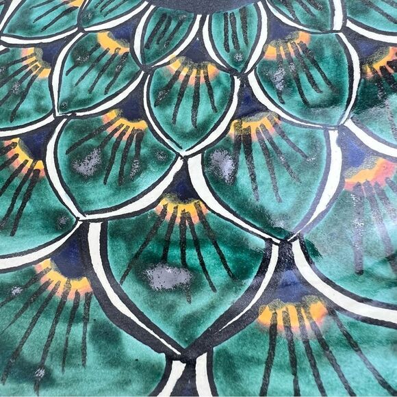 Large Vintage Talavera? Plate Handmade Peacock Design Centerpiece 11.5” - Picture 6 of 10